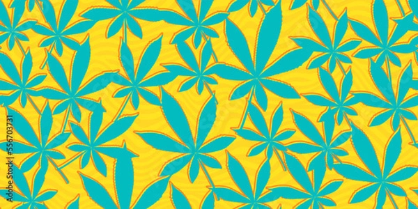 Fototapeta Sunny cannabis leaves. Seamless pattern