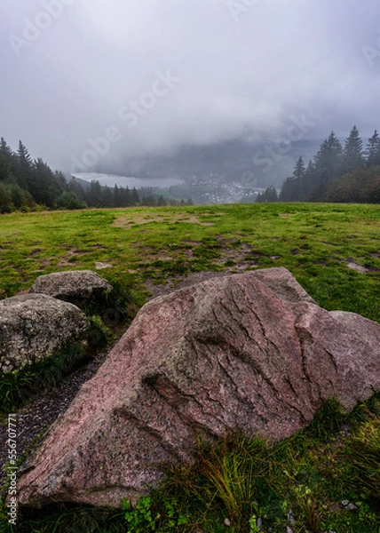 Obraz landscape overlooking the mist over Titisee