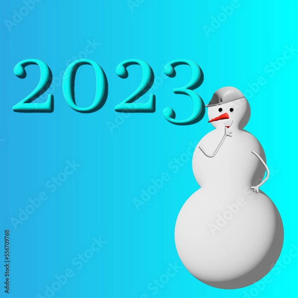Obraz Christmas tree and snowman in 2023