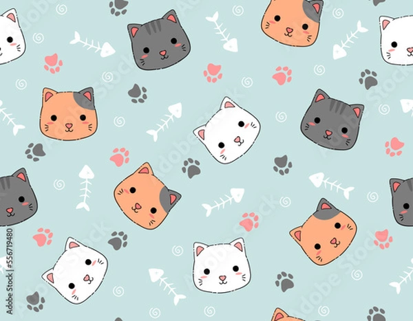 Fototapeta Cute Cat seamless pattern 