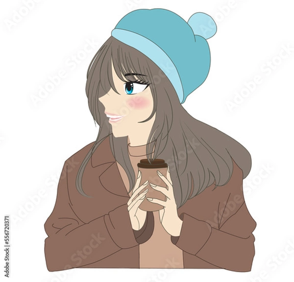 Obraz smiling girl with holding a cup