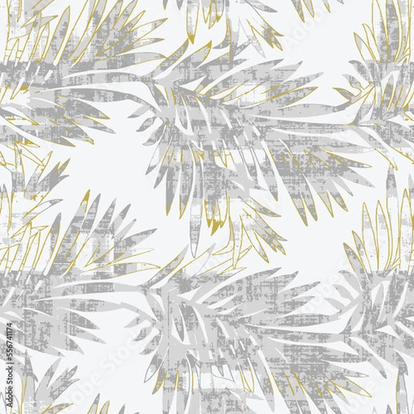 Obraz silhouette tropical foliage and fill in stripe leaves in colorful mood seamless pattern in vector for fashion fabric and all prints