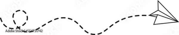 Obraz Dashed Line Paper Airplane Route