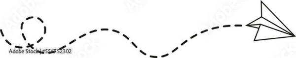 Obraz Dashed Line Paper Airplane Route