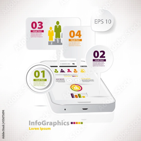 Obraz Modern vector elements for infographics with white smartphone