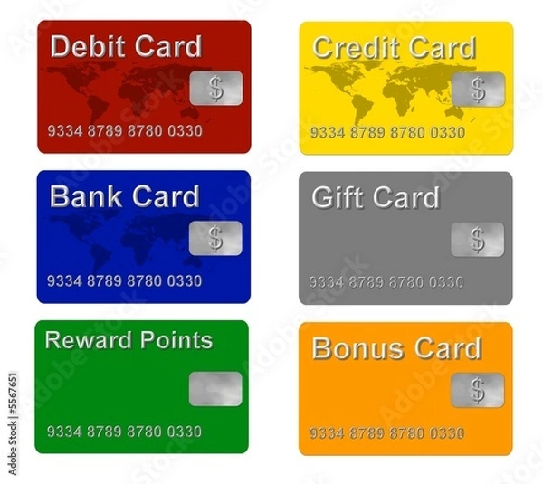 Fototapeta Credit, Debit, Bank, Gift + Bonus Card