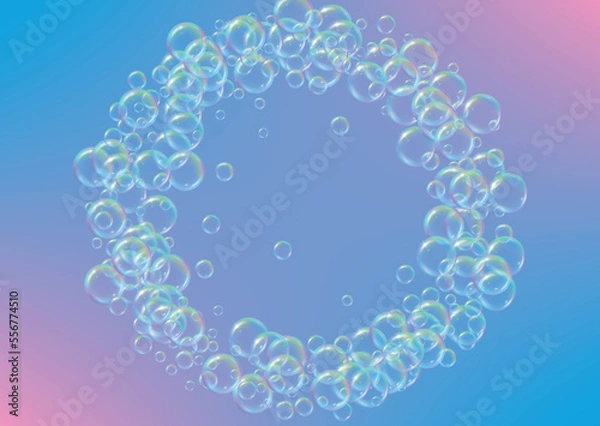 Fototapeta Shampoo bubble. Detergent bath foam, suds and soap for bathtub.