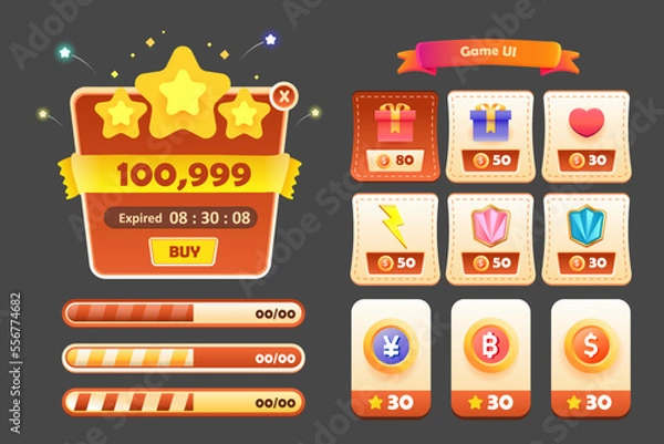 Obraz Game asset UI design cartoon element with elegant and colorful