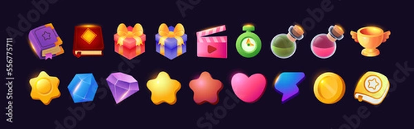 Obraz Game asset UI design cartoon element with elegant and colorful