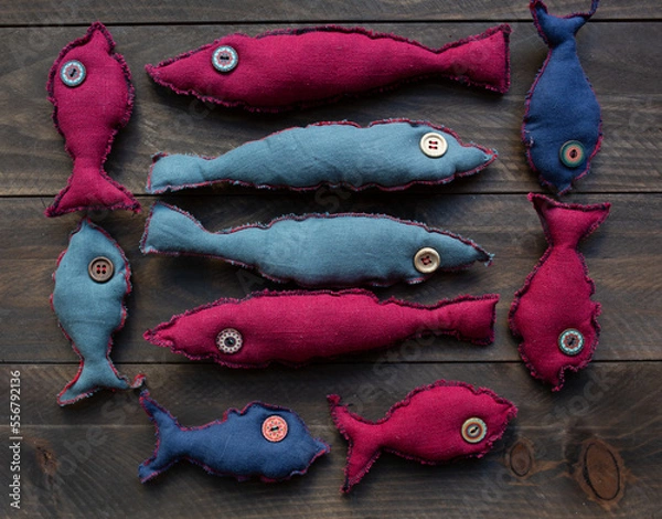Fototapeta Handmade linen fish as a decor