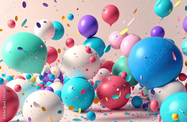 Obraz party balloons,balloons with confetti,colorful balloons background,balloons background,celebrate