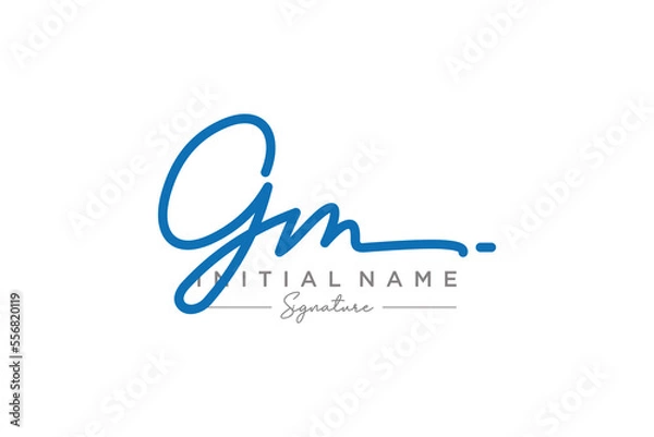 Fototapeta Initial GM signature logo template vector. Hand drawn Calligraphy lettering Vector illustration.