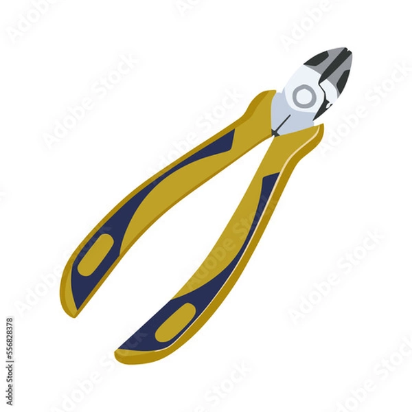 Fototapeta vector illustration, yellow handle cutting pliers, semi realistic flat cartoon design style. Editable graphic resources for many purposes.