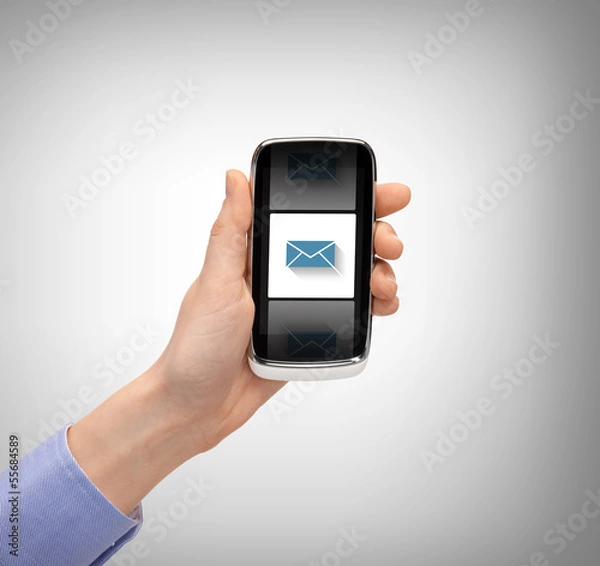 Fototapeta man with smartphone and message icon