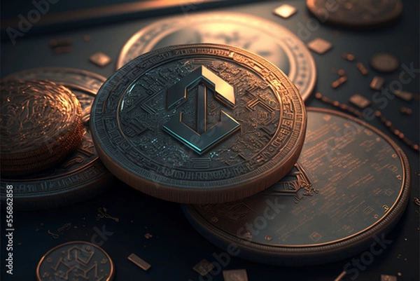 Fototapeta Imaginary Cryptocurrency generated by AI