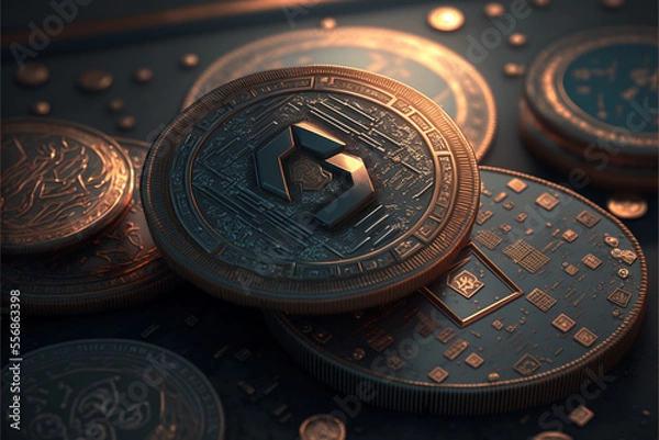 Fototapeta Imaginary Cryptocurrency generated by AI