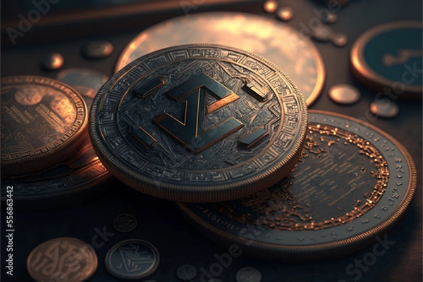 Fototapeta Imaginary Cryptocurrency generated by AI