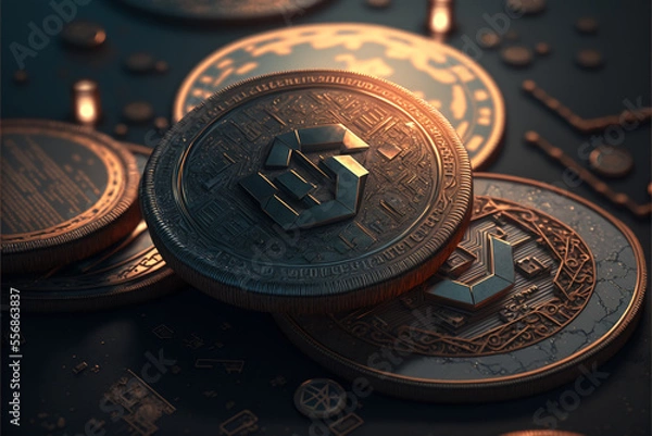 Fototapeta Imaginary Cryptocurrency generated by AI