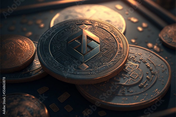 Fototapeta Imaginary Cryptocurrency generated by AI