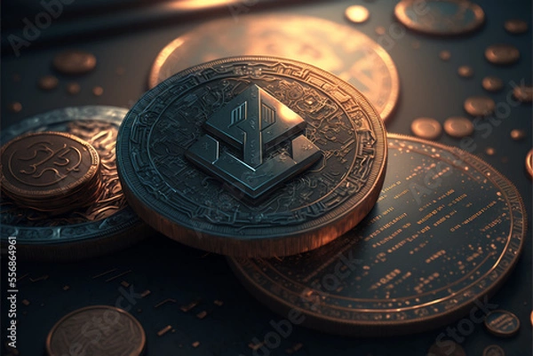 Fototapeta Imaginary Cryptocurrency generated by AI