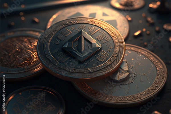 Fototapeta Imaginary Cryptocurrency generated by AI