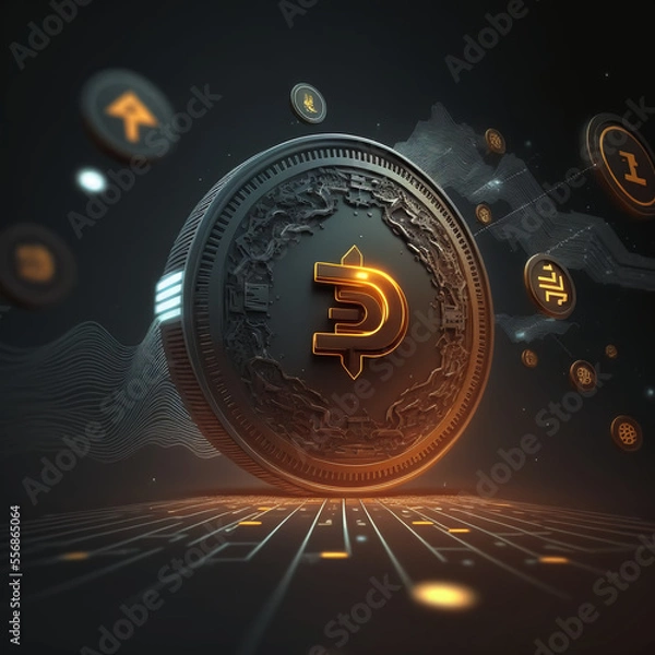 Fototapeta Imaginary Cryptocurrency generated by AI