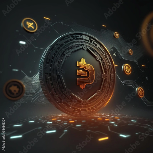 Fototapeta Imaginary Cryptocurrency generated by AI