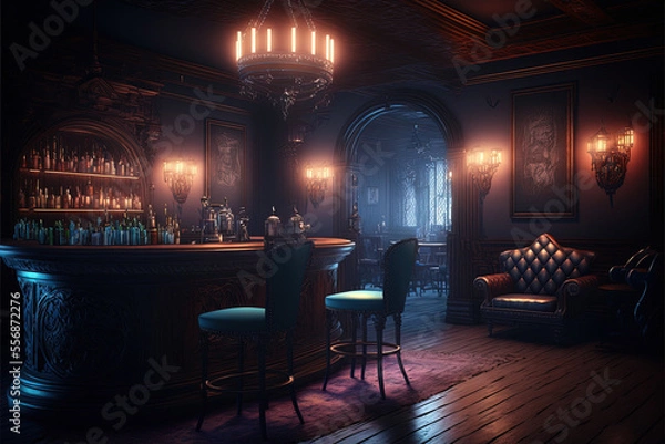 Fototapeta Bar at night illustration, generative ai