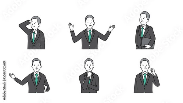 Fototapeta シニア男性のいろいろなイラスト2、ベクター