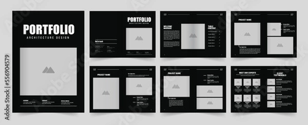 Fototapeta Architecture and interior portfolio design, a4 size portfolio . Architecture portfolio design, Real Estate portfolio design. Portfolio layout template.