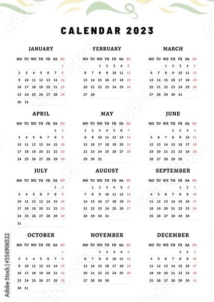 Fototapeta Calendar Template 2023