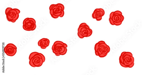 Fototapeta valentines day hand drawing line banner illustration red roses and decoration elements