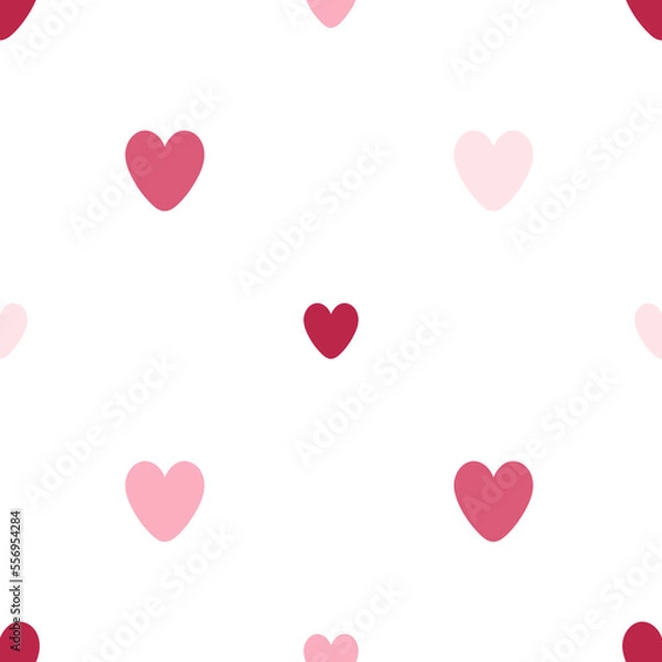 Fototapeta Seamless pattern with pink hearts. For card, posters, banners, printing on the pack, printing on clothes, fabric, wallpaper.