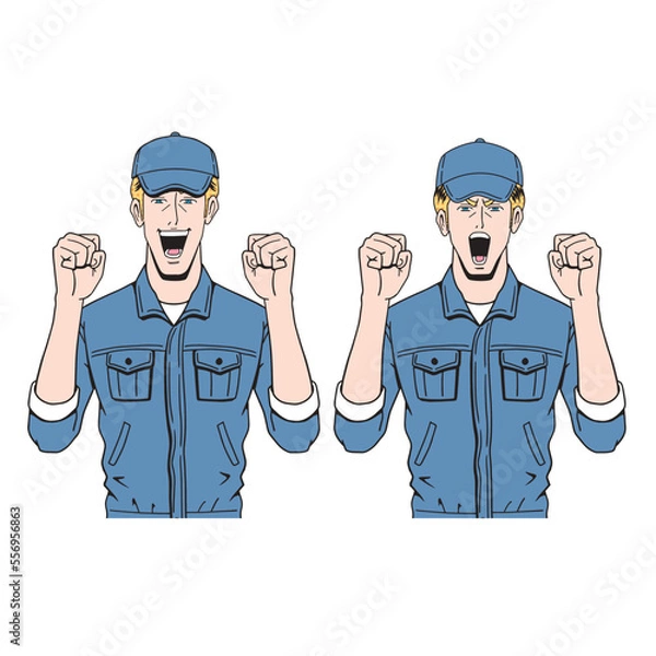 Obraz 応援する白人作業員