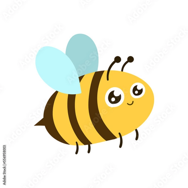 Obraz Cute Cartoon Bees On White Background vector illustration
