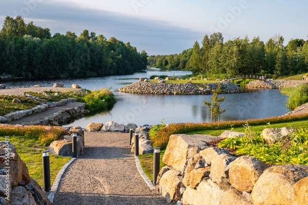 Fototapeta View of a park next to a river. Nykarleby/Uusikaarlepyy., Finland