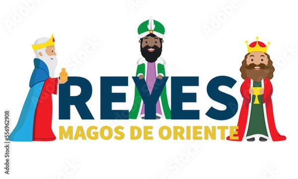 Obraz Poster of the three wise men of the East. Text in Spanish