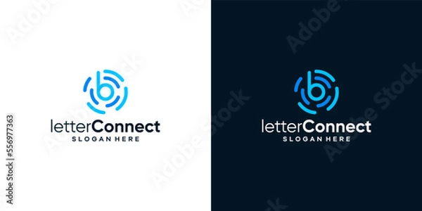 Fototapeta Connected circle shape logo design template with initial letter b graphic design illustration. icon, symbol, creative.