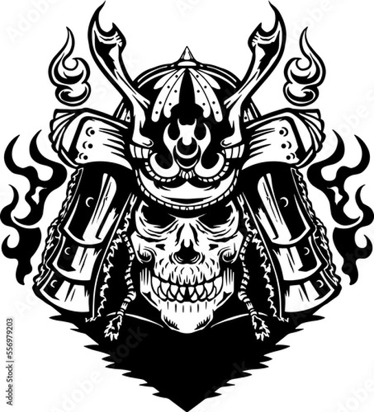 Fototapeta Black and white Samurai Vector clip art illustration for easy-to-use and modified logos or print needs