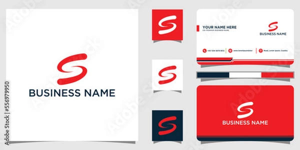 Fototapeta letter s abstract logo vector illustration with business card