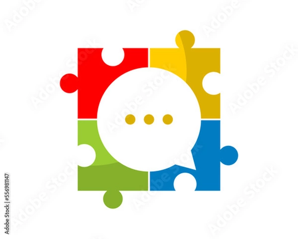 Obraz Puzzle with bubble chat inside