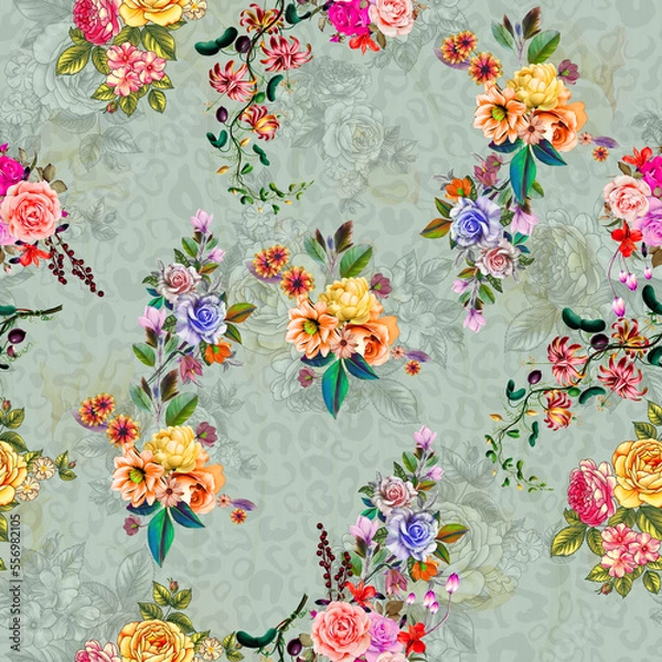 Fototapeta New Allover Textile Design For Digital Print