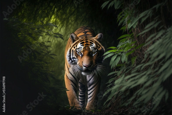 Fototapeta Tiger, Digital national geographic realistic illustration with stunning scene