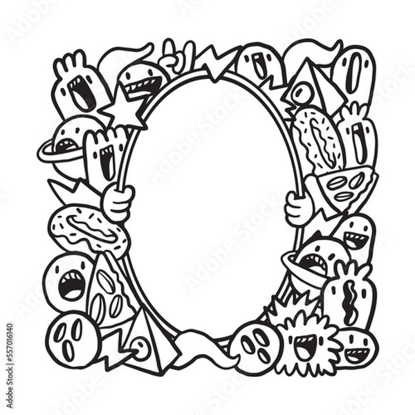 Fototapeta Hand drawn Abstrack doodle art frame