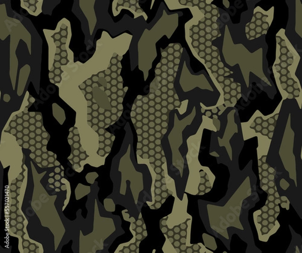 Fototapeta Full seamless camouflage texture skin pattern vector for military textile. Usable for Jacket Pants Shirt and Shorts. Army camo masking design for hunting fabric print and wallpaper. 