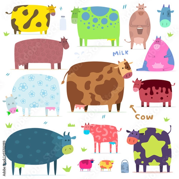 Obraz set of funny cows