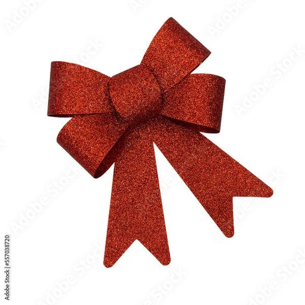 Fototapeta Red shiny gift ribbon on transparent background