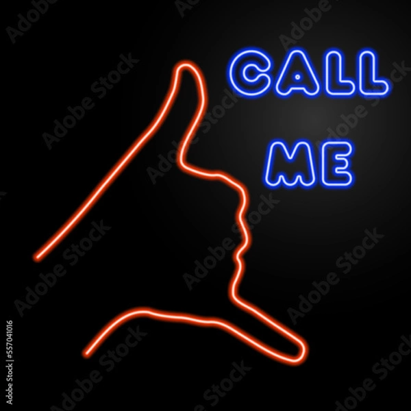Fototapeta call me neon sign, modern glowing banner design, colorful modern design trends on black background. Vector illustration.