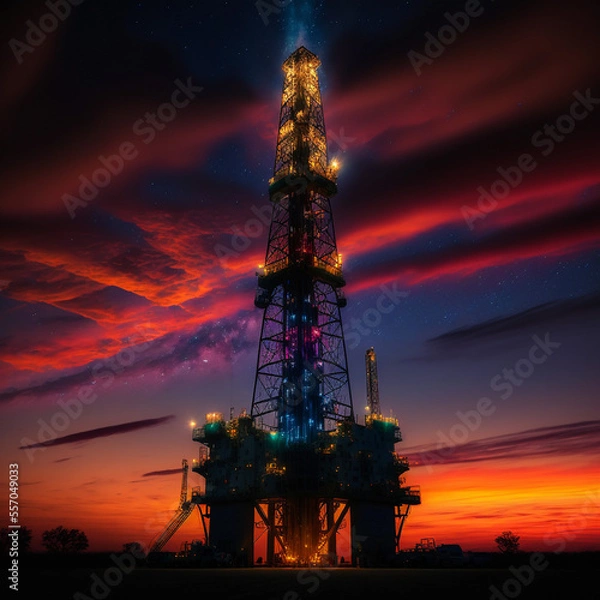 Obraz Drilling rig & cosmic sunset