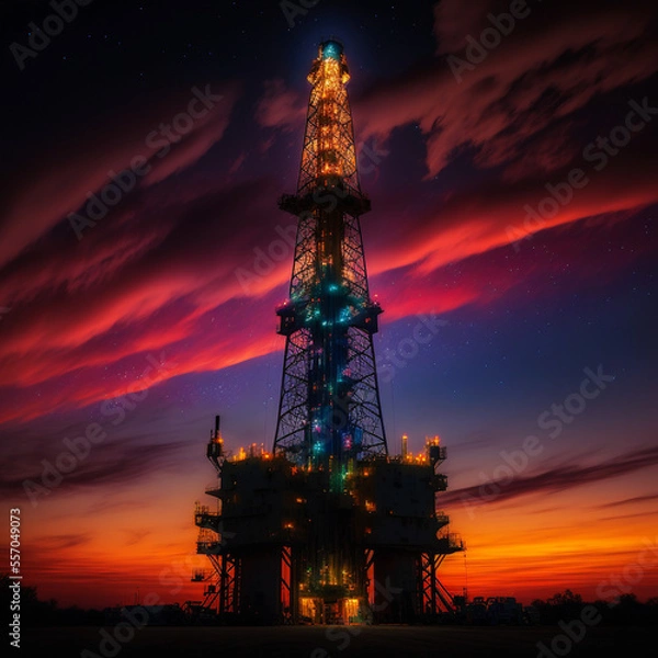 Obraz Drilling rig & cosmic sunset